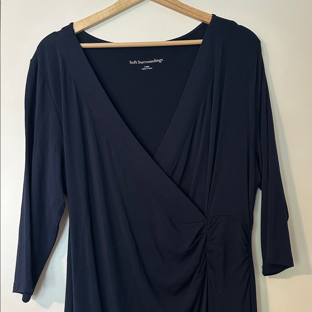 Soft Surroundings Faux-Wrap Midi Dress